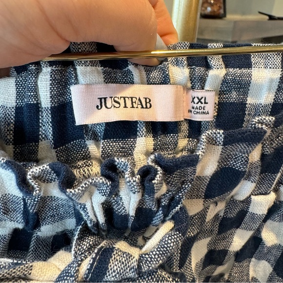JustFab Blue & White Gingham Mini Skirt with Drawstring Waist & Pockets - XXL - Picture 5 of 7